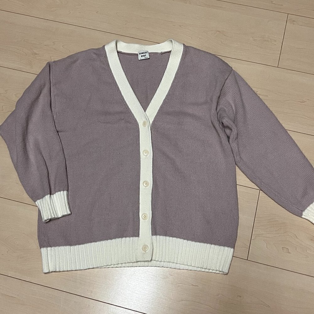 Aritzia Sunday Best Ellis Varsity Cardigan Sweater Sz M Pink